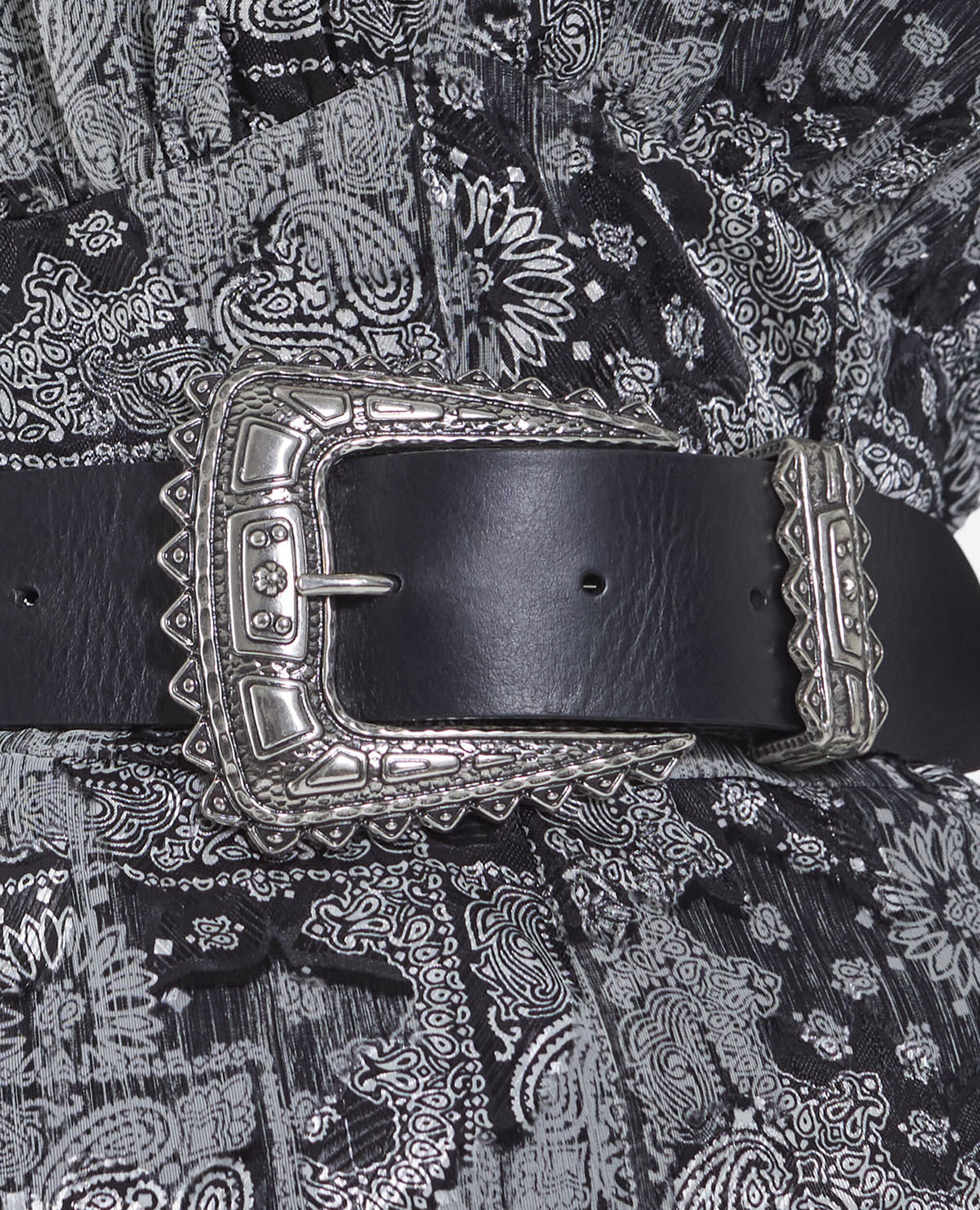 Wide smooth leather belt, BLACK, hi-res image number null