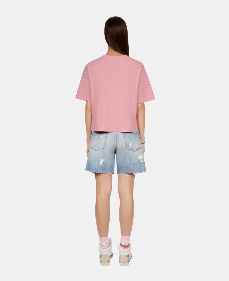 The Kooples F SWEET PINK light pink t-shirt with silverlake serigraphy