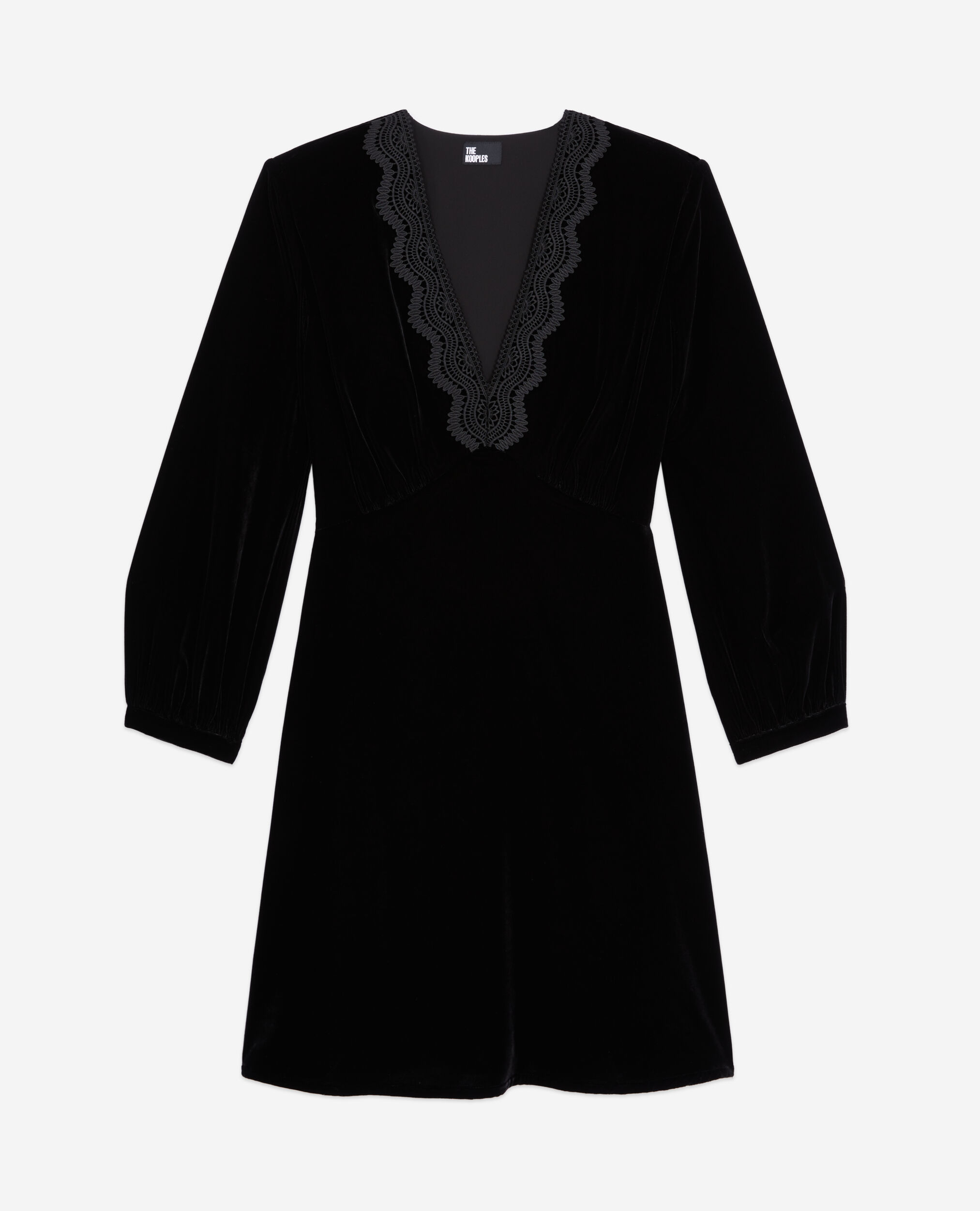 Vestido corto negro terciopelo, BLACK, hi-res image number null