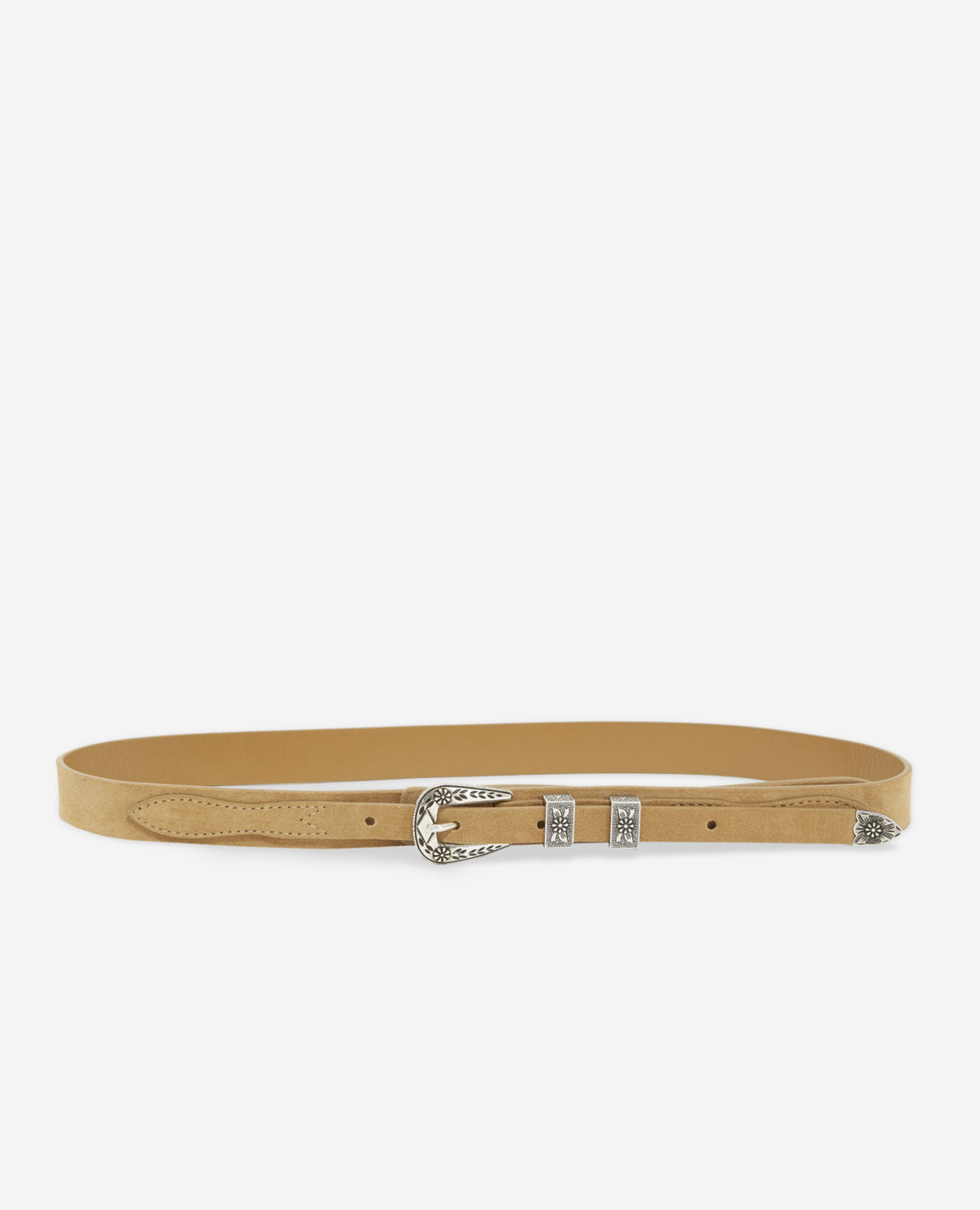 Ceinture cuir camel lisse à boucle western, CAMEL, hi-res image number null