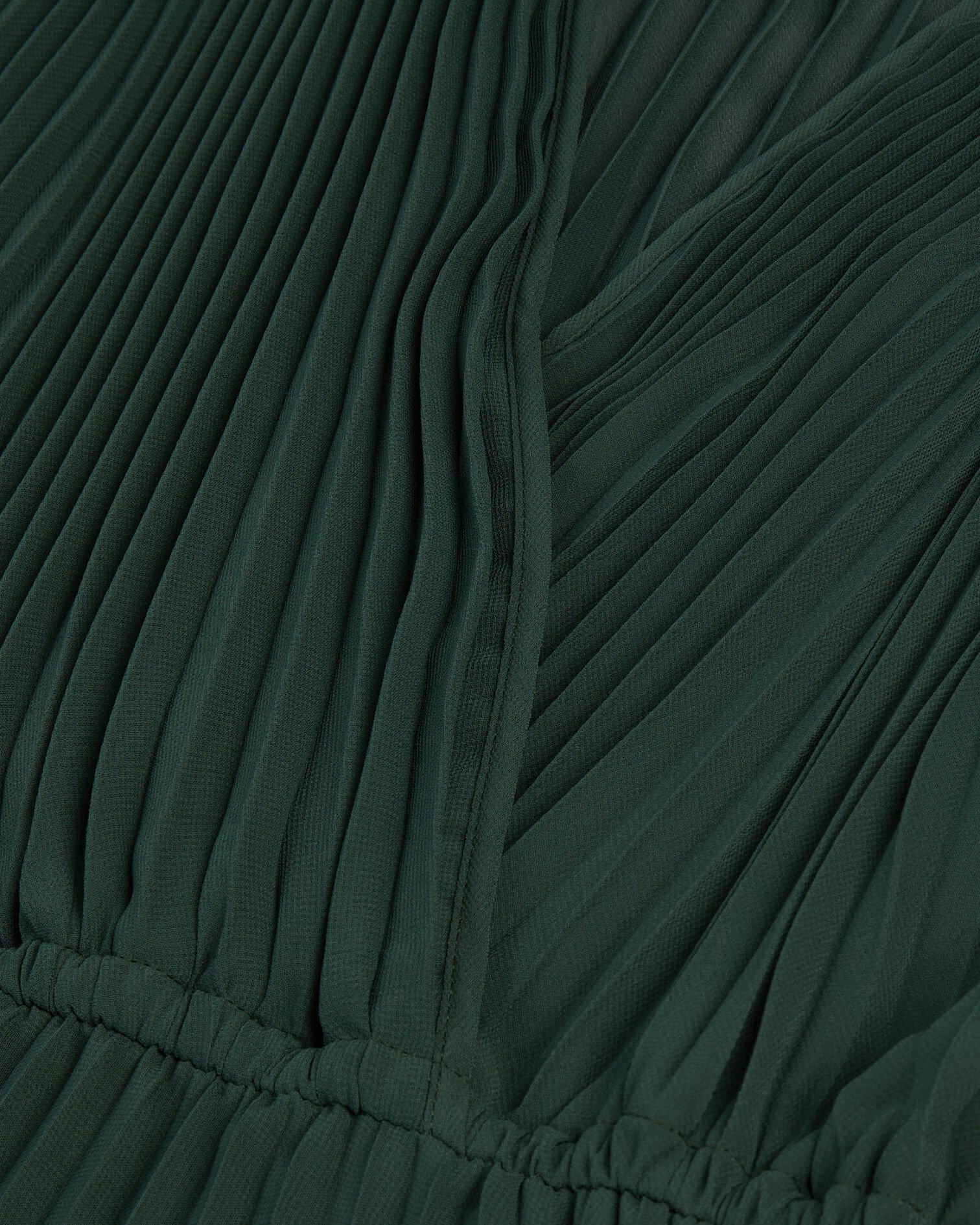 Green pleated long dress, WOOD KAKI, hi-res image number null