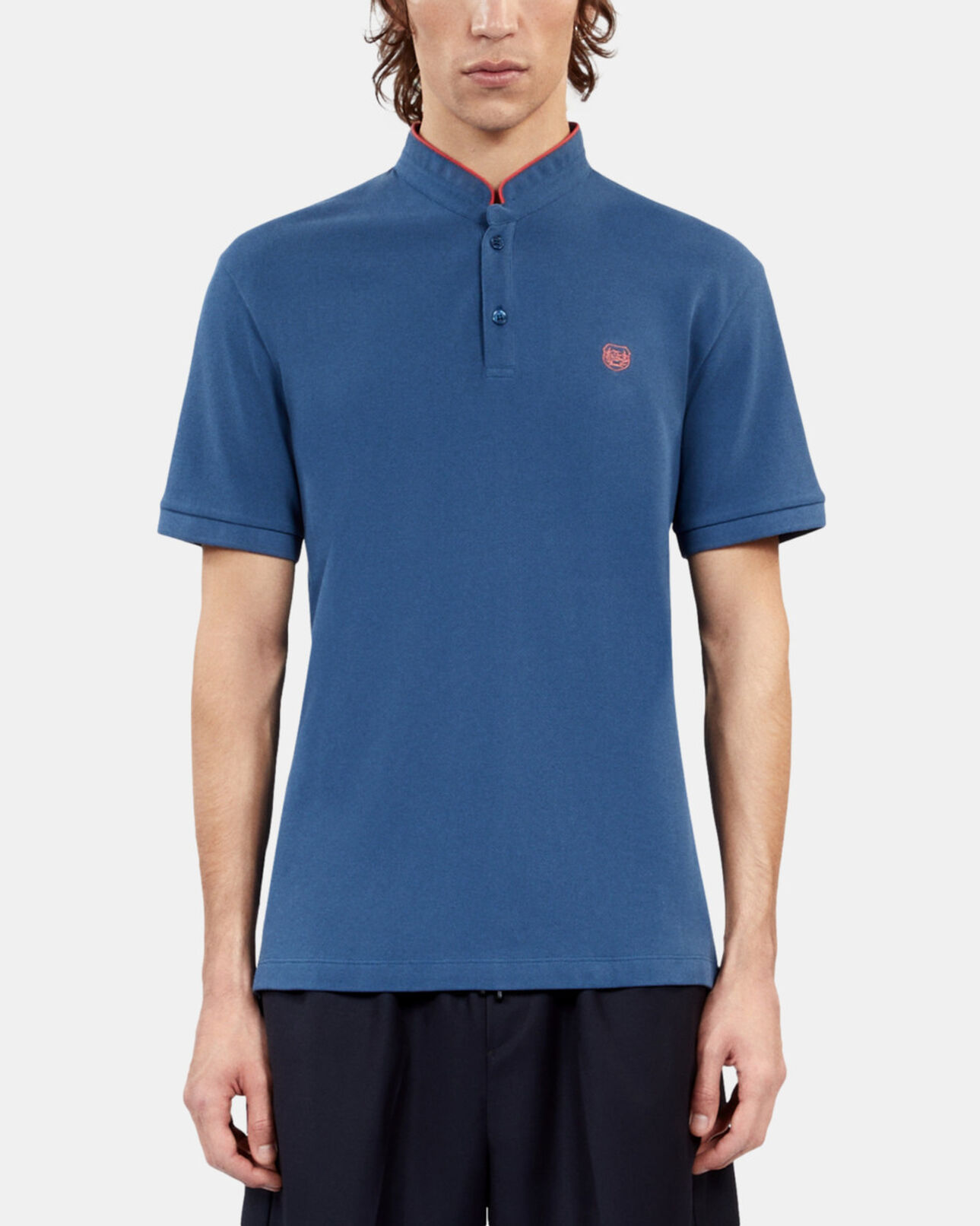 The Kooples MEN MIDDLE NAVY royal blue cotton pique polo t-shirt