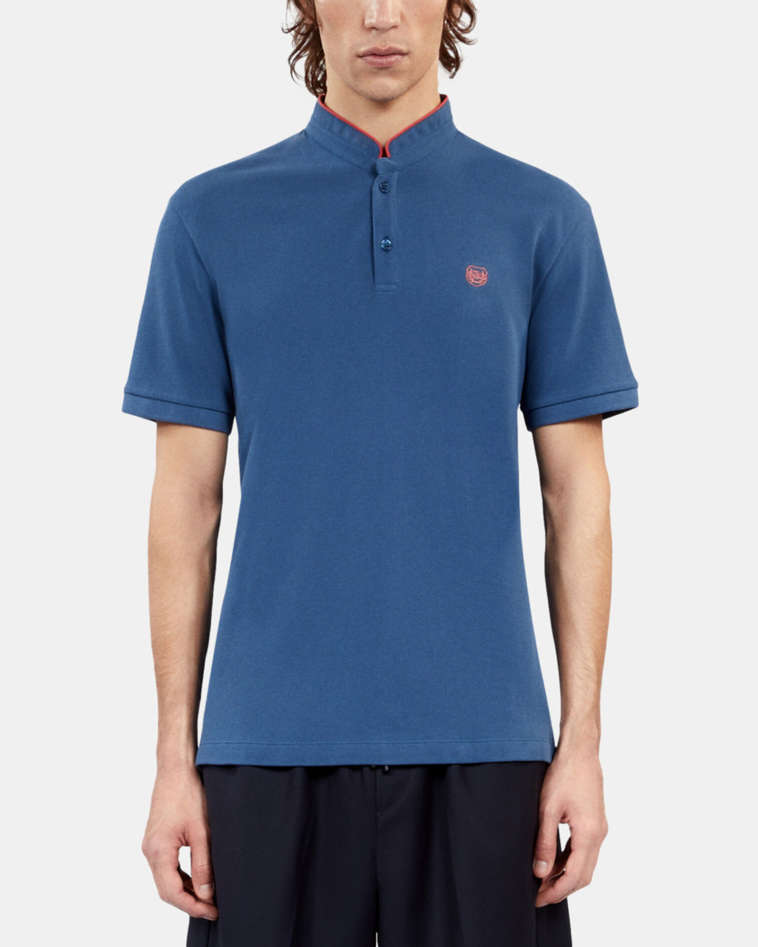 Royal blue cotton pique polo t-shirt, MIDDLE NAVY, hi-res image number null