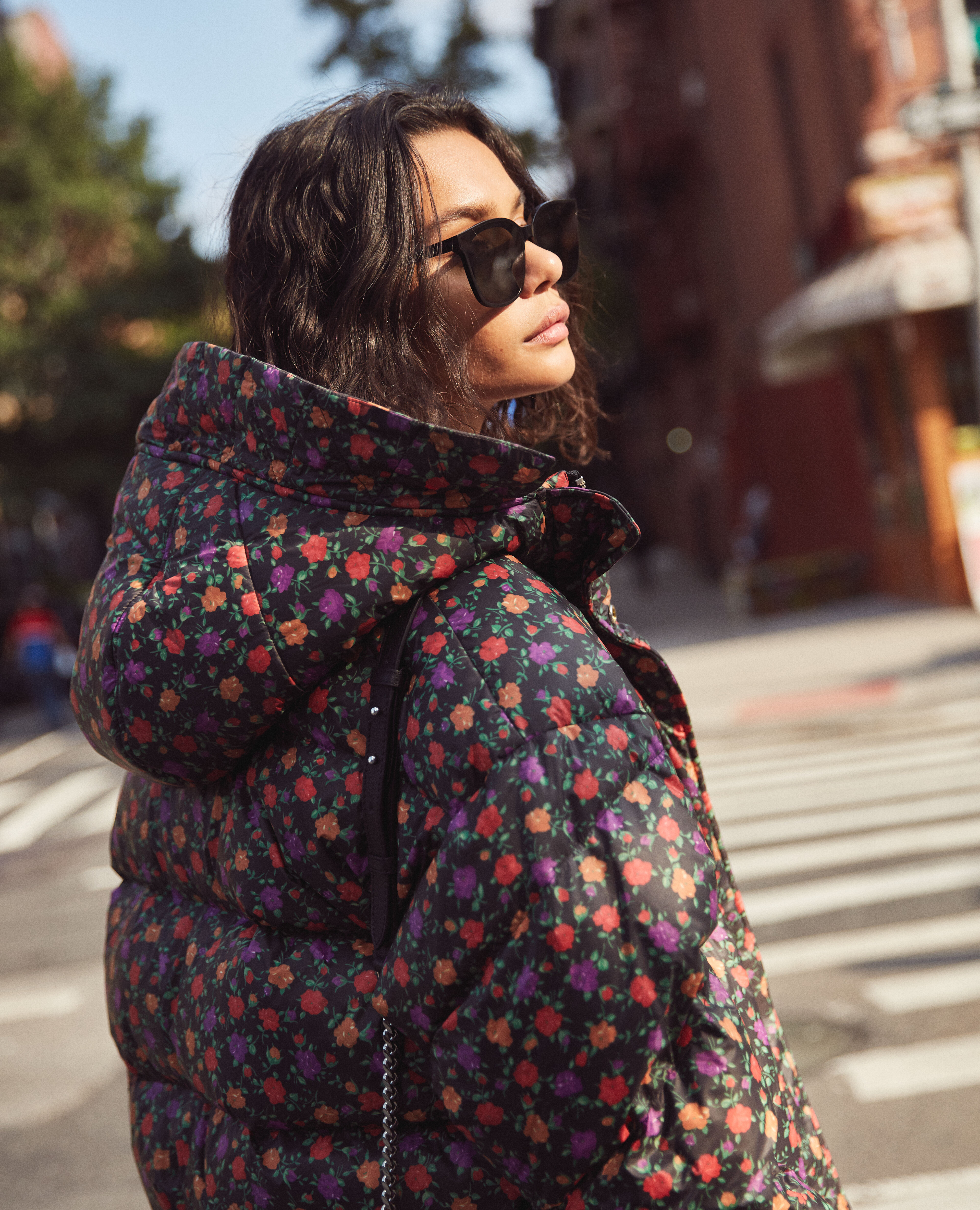 Floral print down jacket hot sale