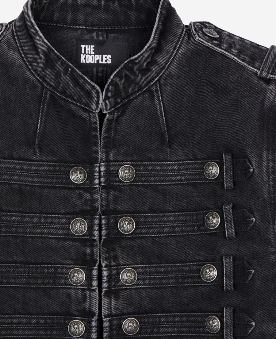 The Kooples DAMEN BLACK WASHED graue jeansjacke im offiziersstil