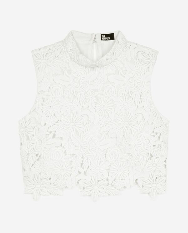The Kooples FEMME ECRU top en dentelle fleurie écru