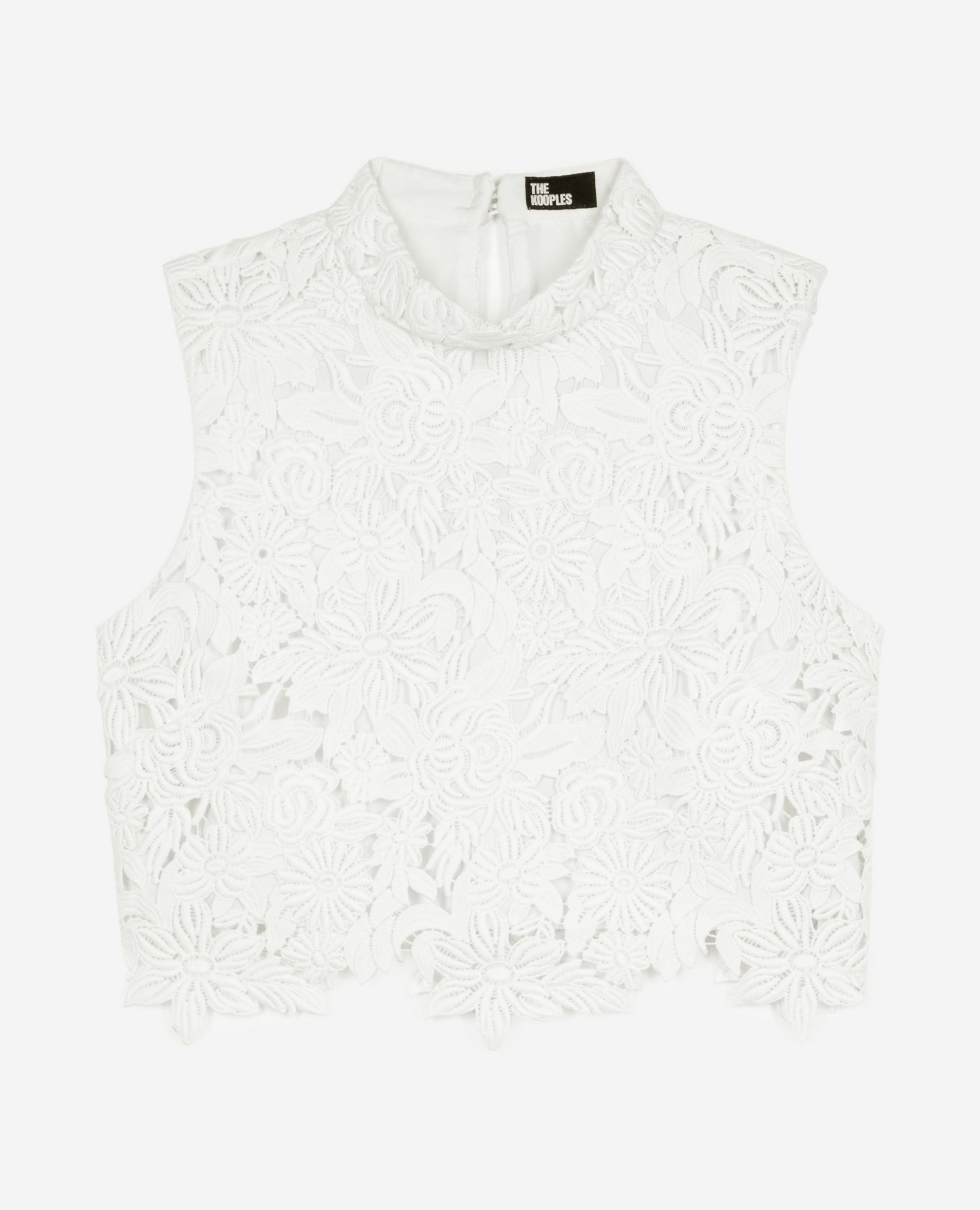Ecru floral lace top, ECRU, hi-res image number null
