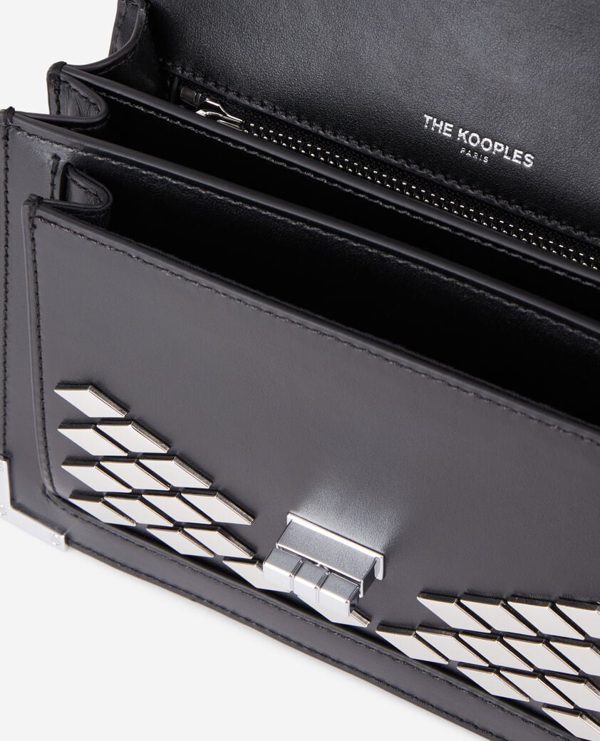 The Kooples WOMEN BLACK emily small bag in black leather with studs