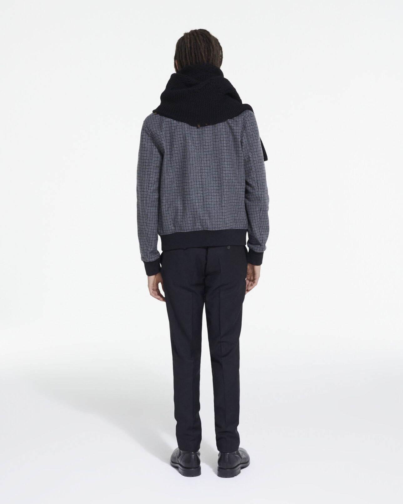 The Kooples HOMME GREY BLACK blouson avec poches en laine à carreaux