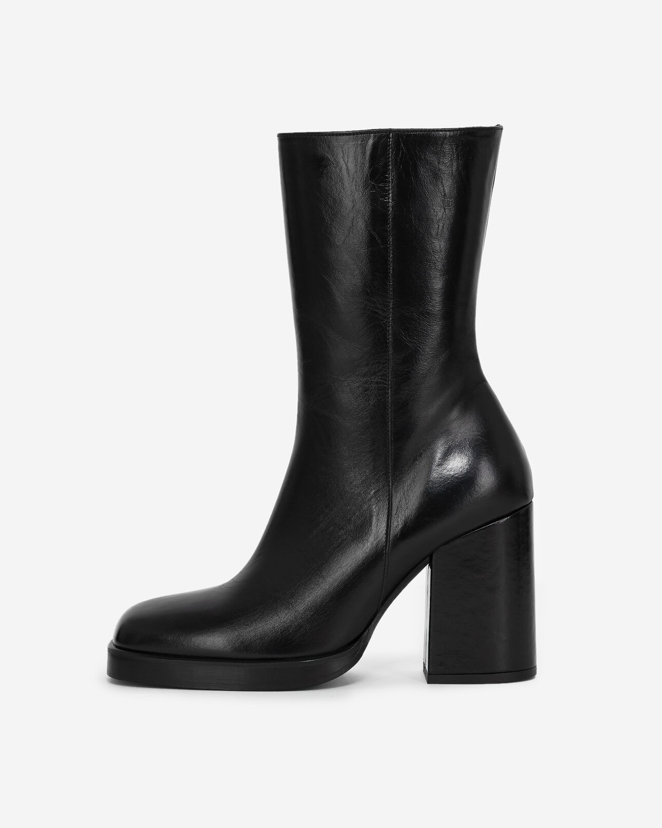 The Kooples DAMEN BLACK schwarze stiefeletten glacé-leder mit absatz