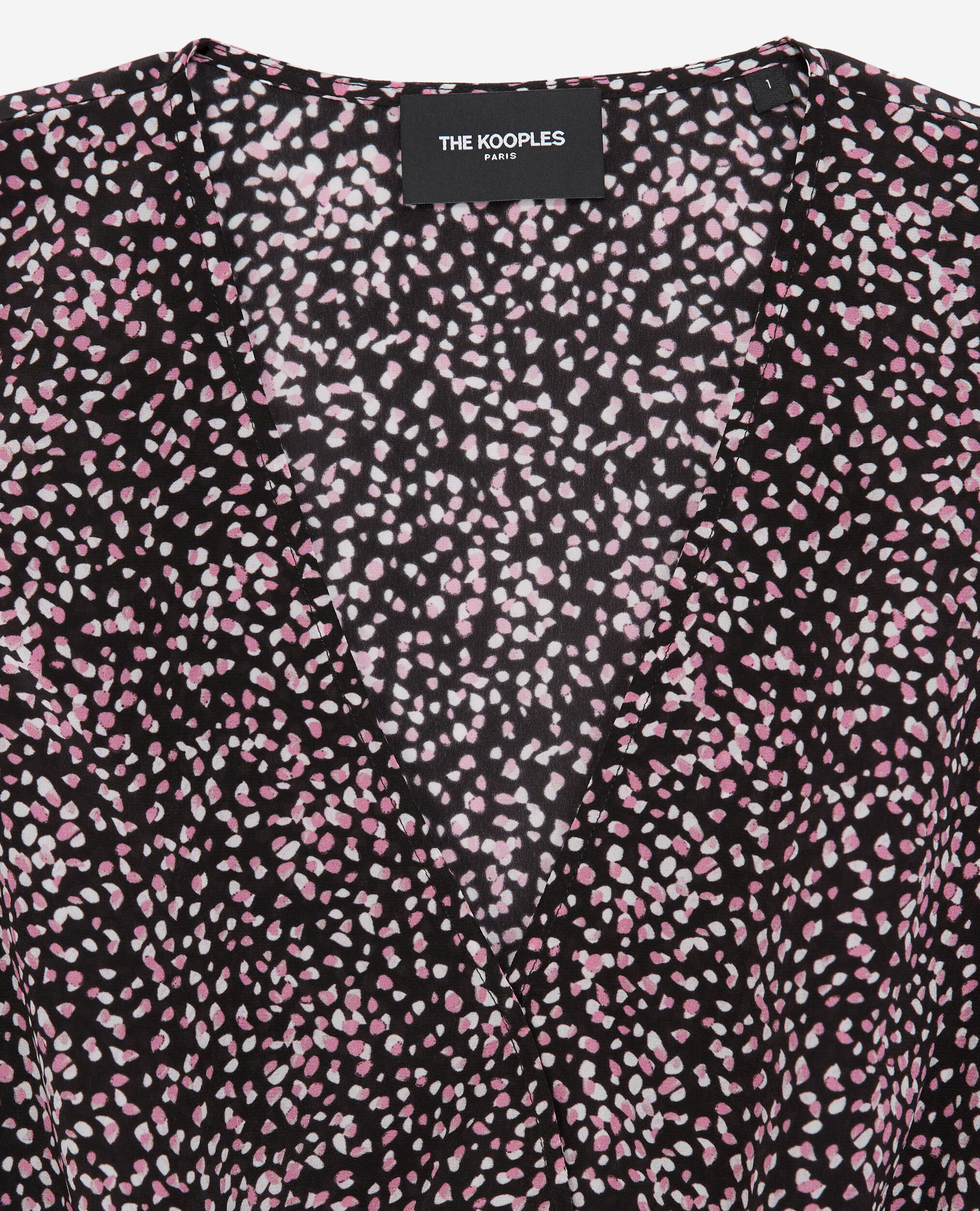 Flowing black and pink polka-dot top, BLACK / PINK, hi-res image number null