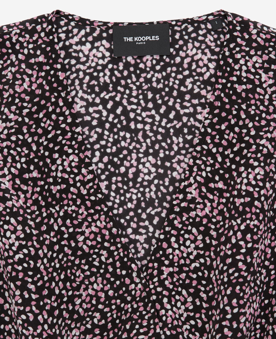flowing black and pink polka-dot top
