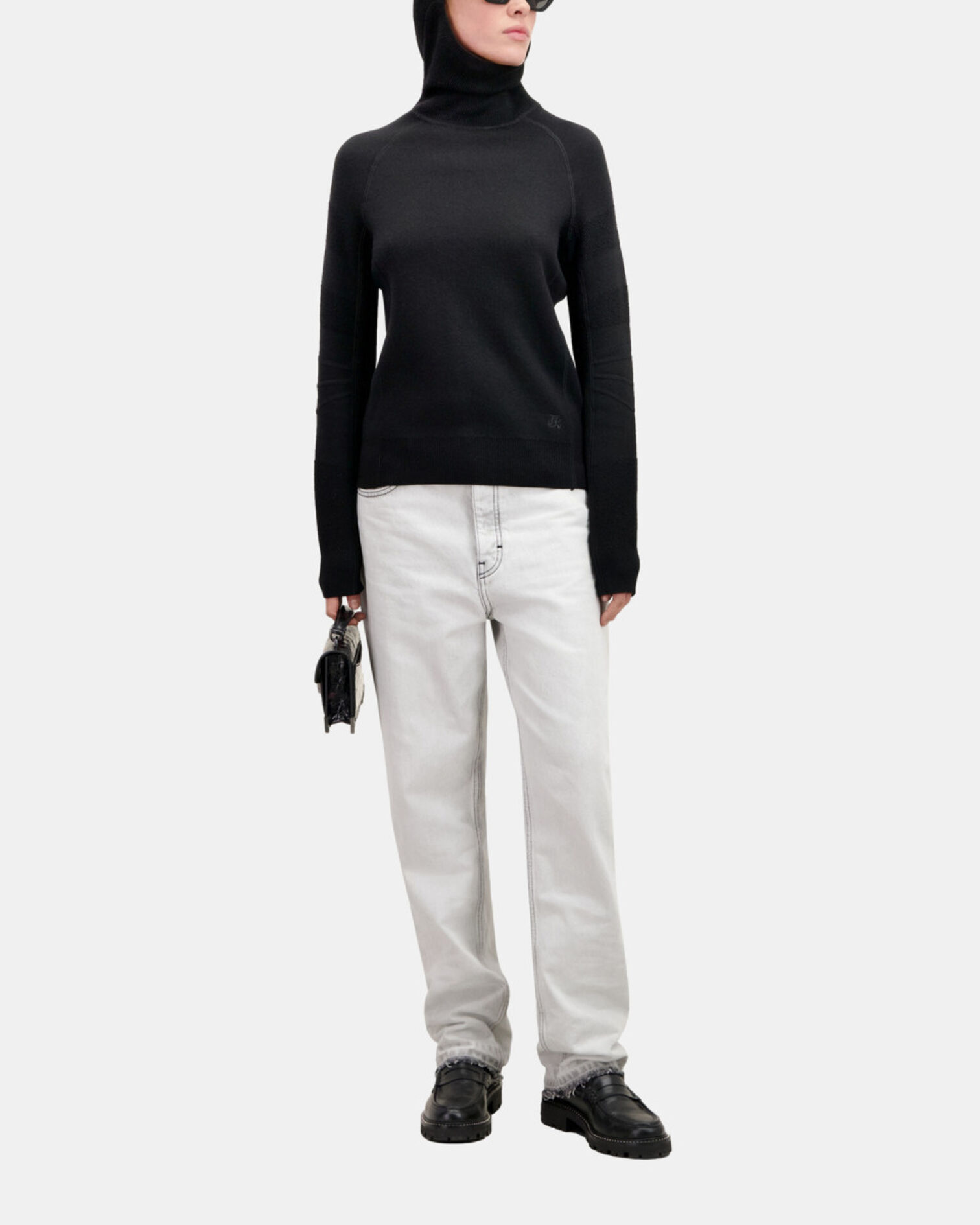 Schwarzer Pullover mit Kapuze, BLACK, hi-res image number null
