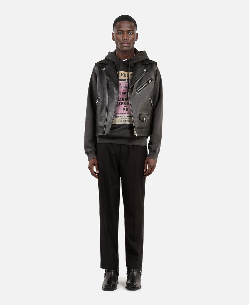 The Kooples HERREN BLACK ärmellose jacke aus schwarzem leder