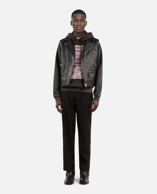 The Kooples HERREN BLACK ärmellose jacke aus schwarzem leder