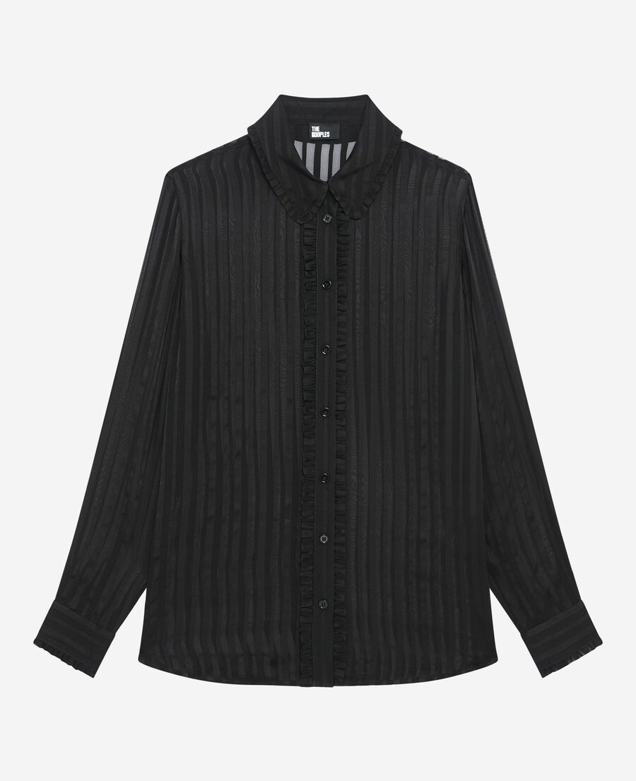 The Kooples F BLACK black silk ruffled shirt