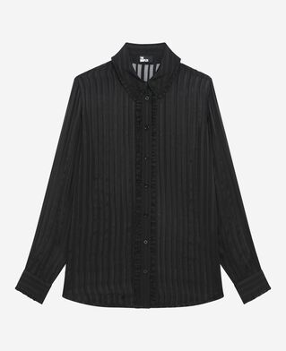 The Kooples F BLACK black silk ruffled shirt