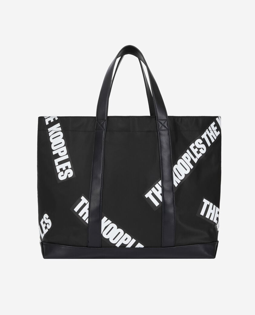 The Kooples WOMEN BLACK large black tote bag with tape logo