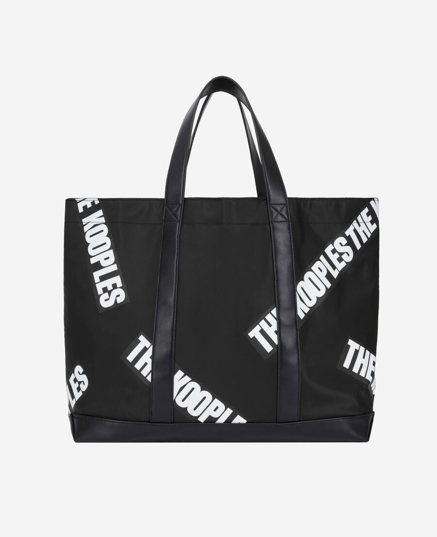 The Kooples WOMEN BLACK large black tote bag with tape logo