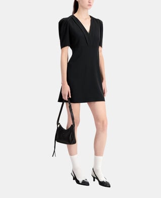 The Kooples DAMEN BLACK schwarzes, kurzes kleid aus krepp