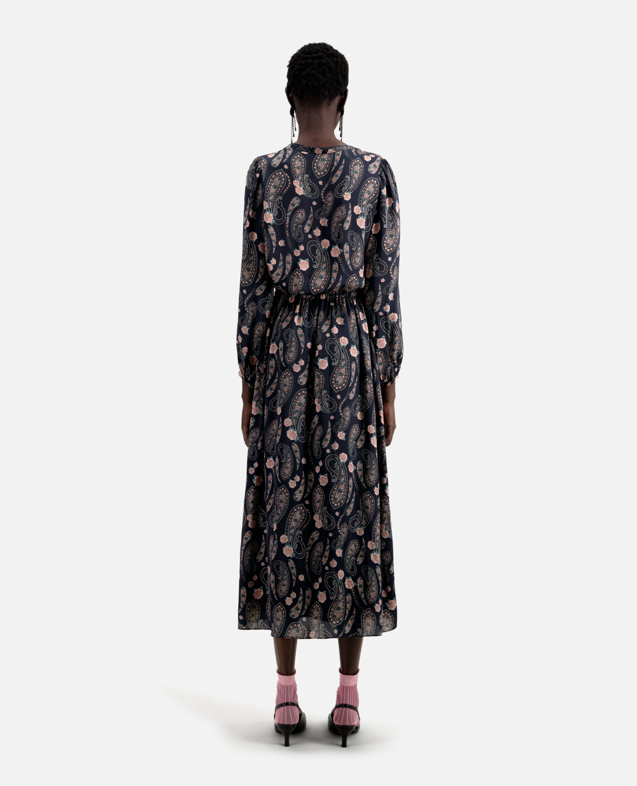 Long printed dress, BLACK / PINK, hi-res image number null