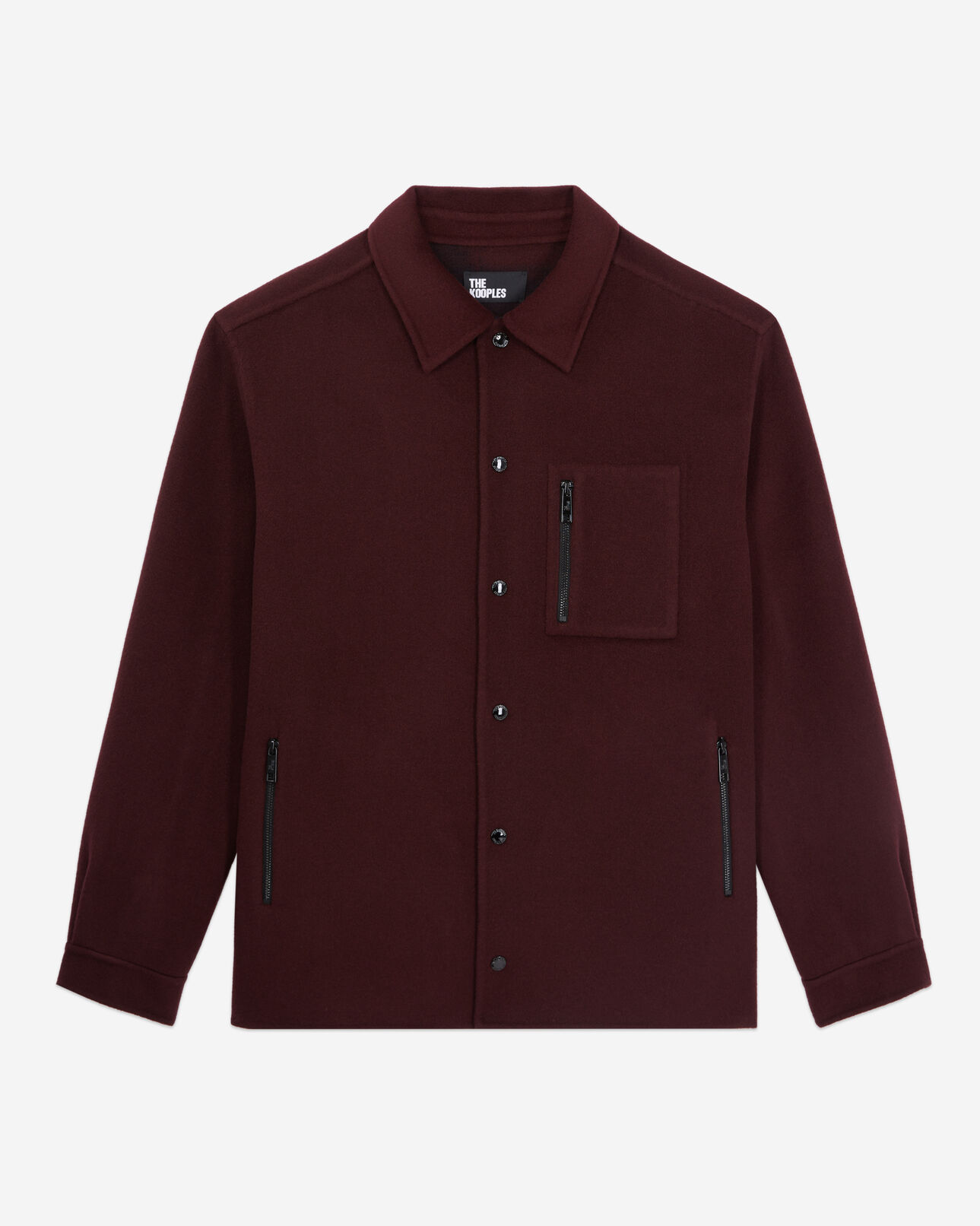 The Kooples MEN BORDEAUX / NAVY burgundy wool-blend overshirt jacket