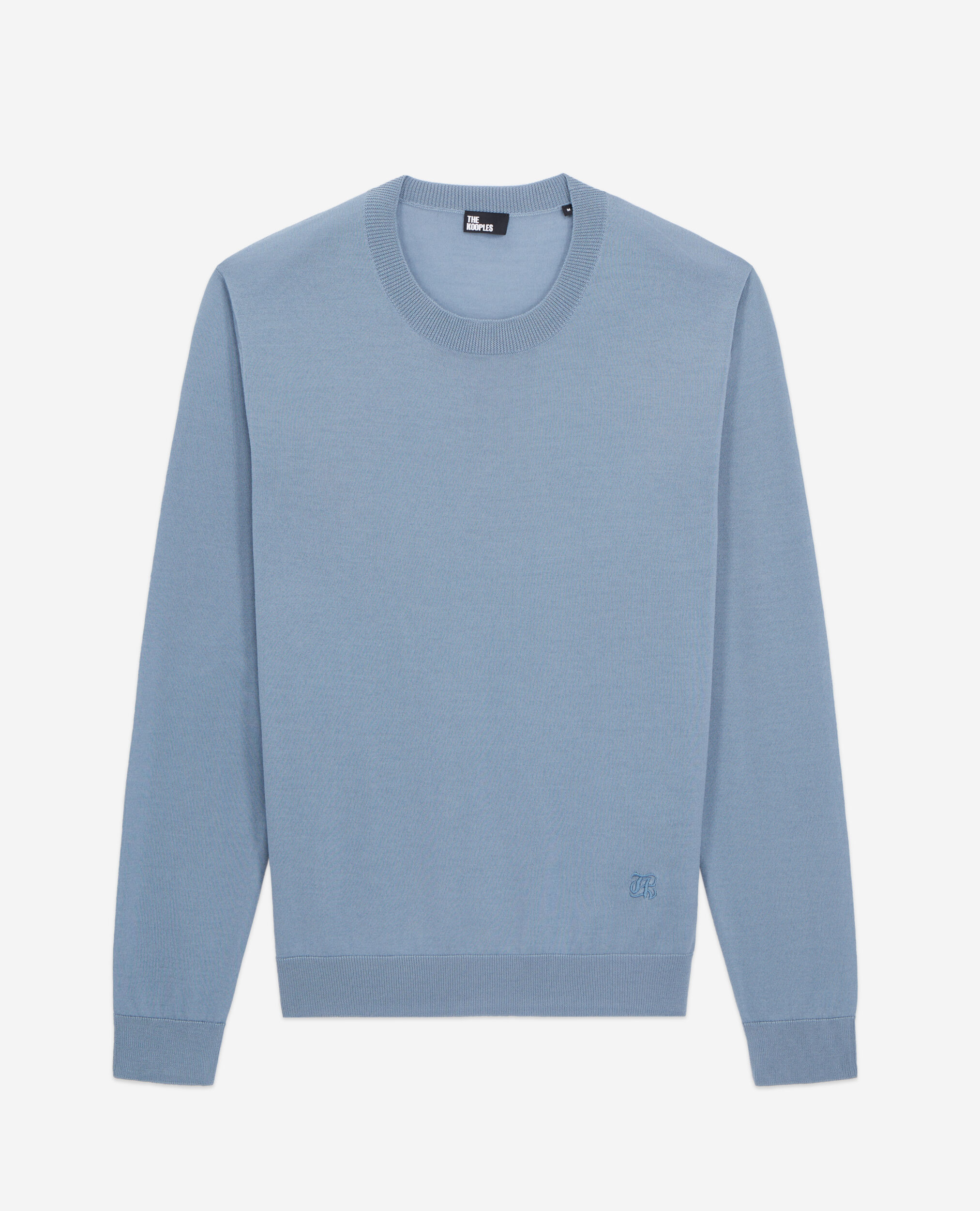 Pull bleu en laine mérinos, BLUE GREY, hi-res image number null
