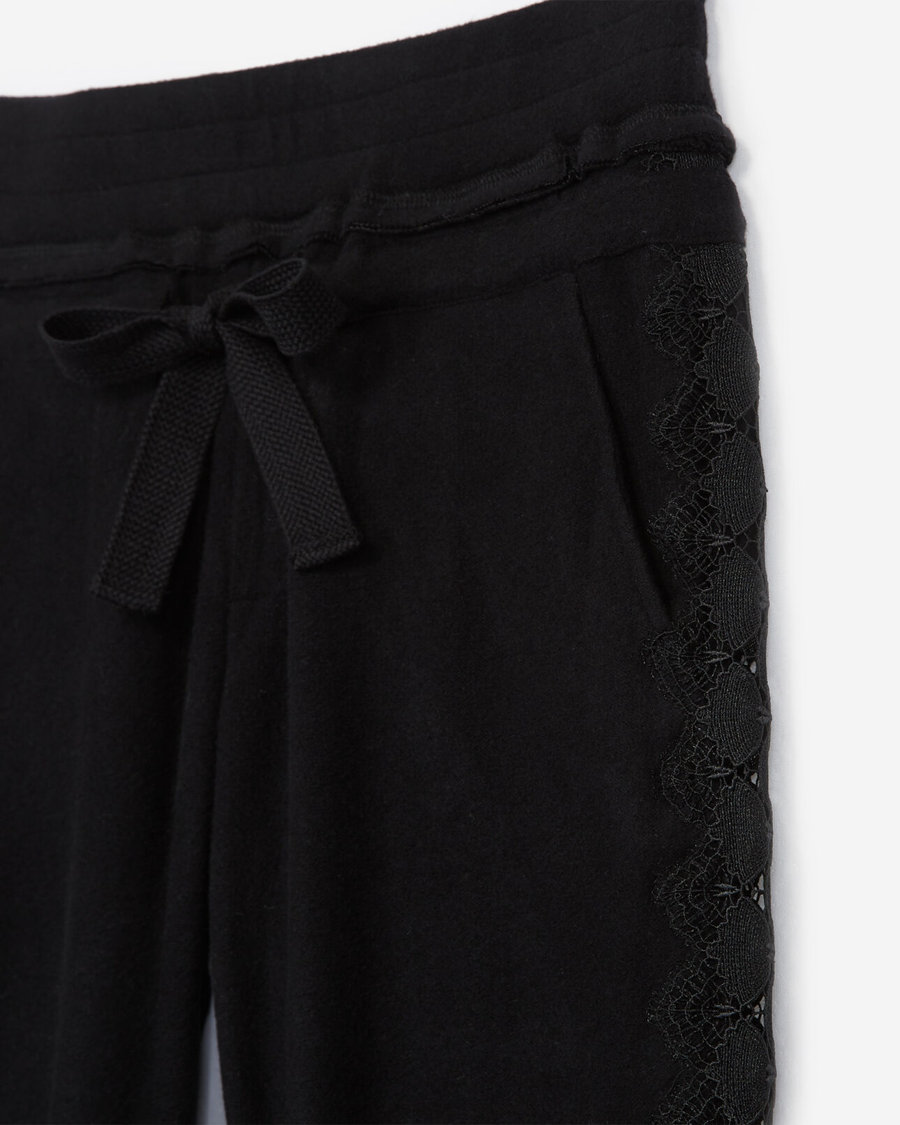 The Kooples DAMEN BLACK schwarze molton-jogginghose mit spitze