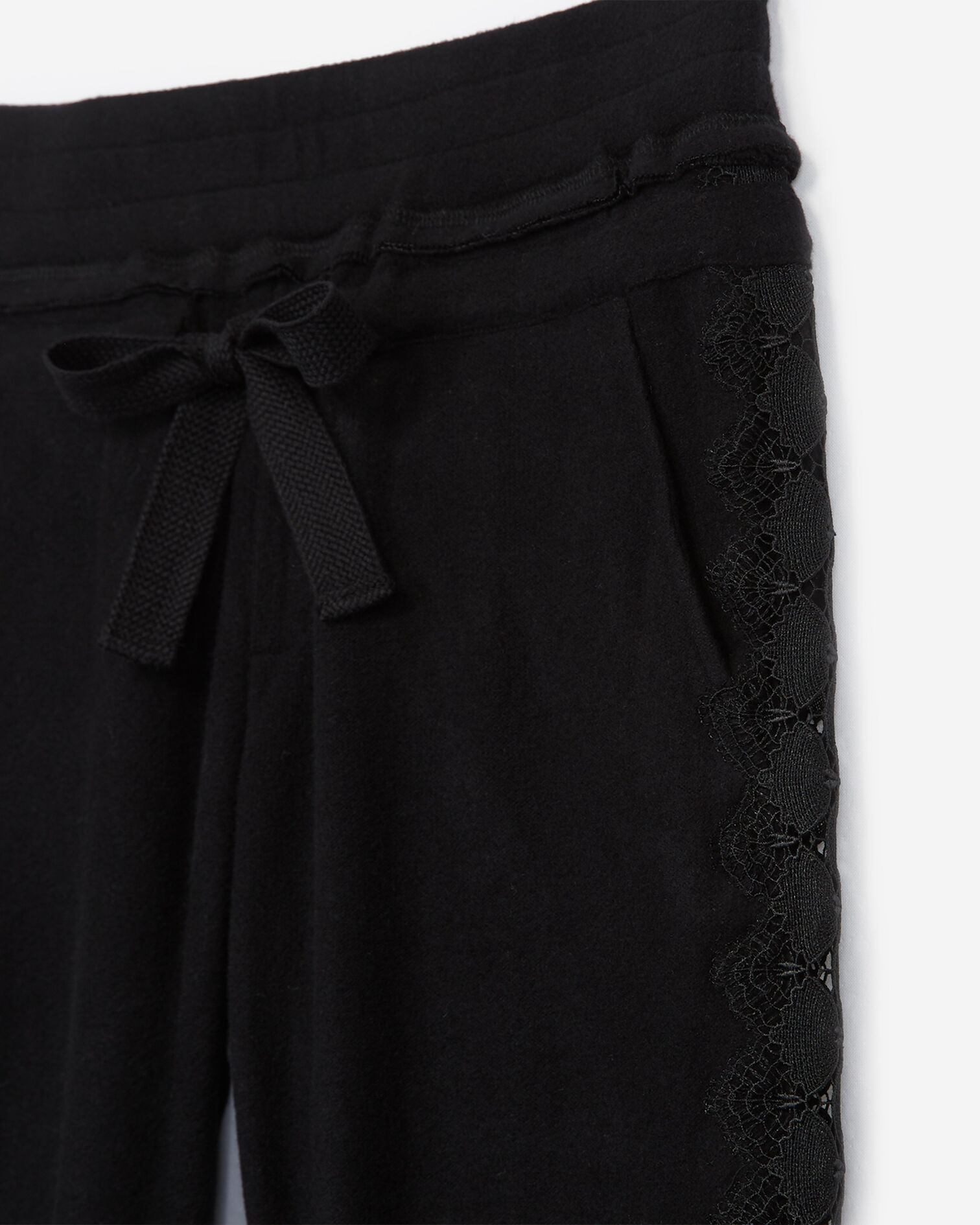 Schwarze Molton-Jogginghose mit Spitze, BLACK, hi-res image number null