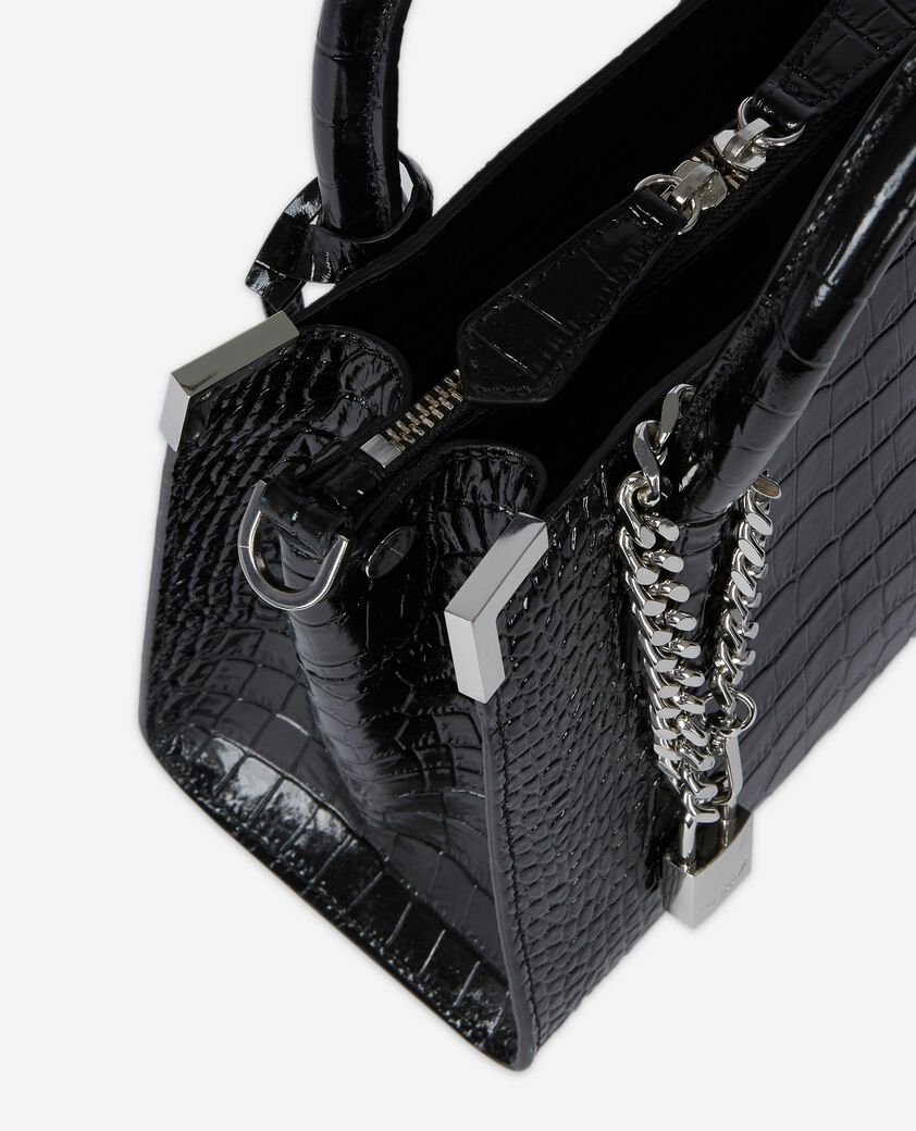 The Kooples WOMEN BLACK ming m bag in black crocodile-effect leather