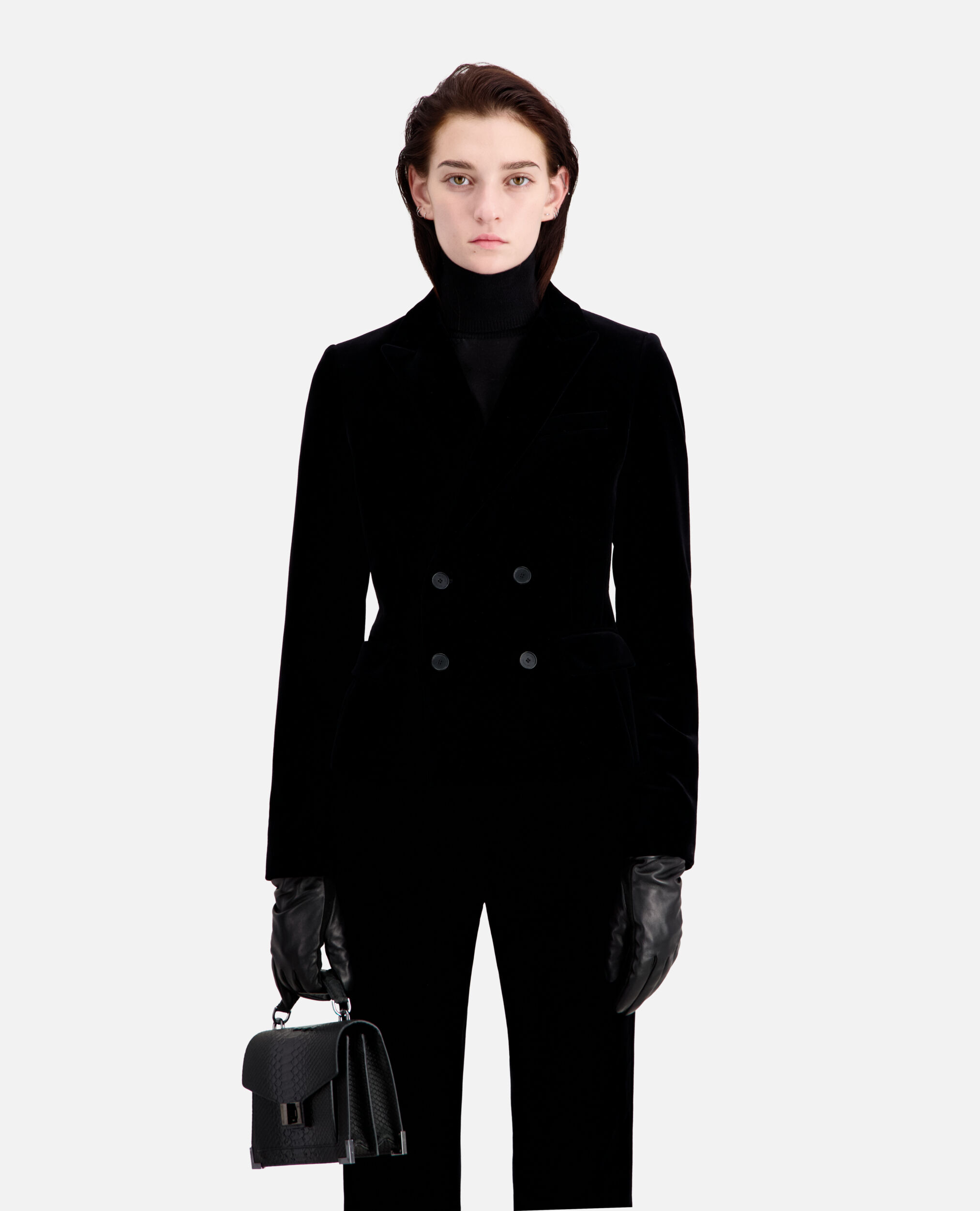 Short black velvet suit jacket | The Kooples - US