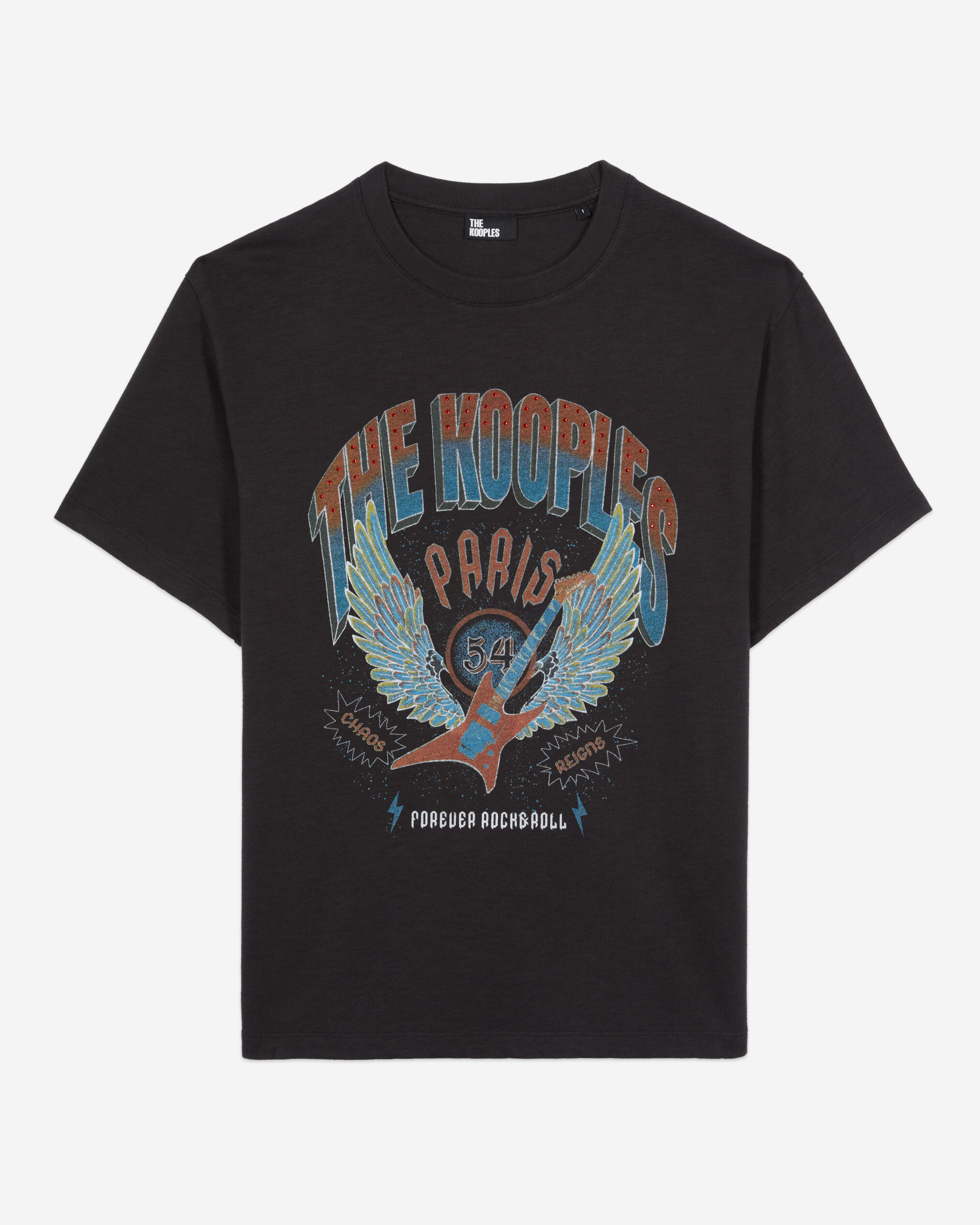 Schwarzes T Shirt mit Guitar Siebdruck The Kooples