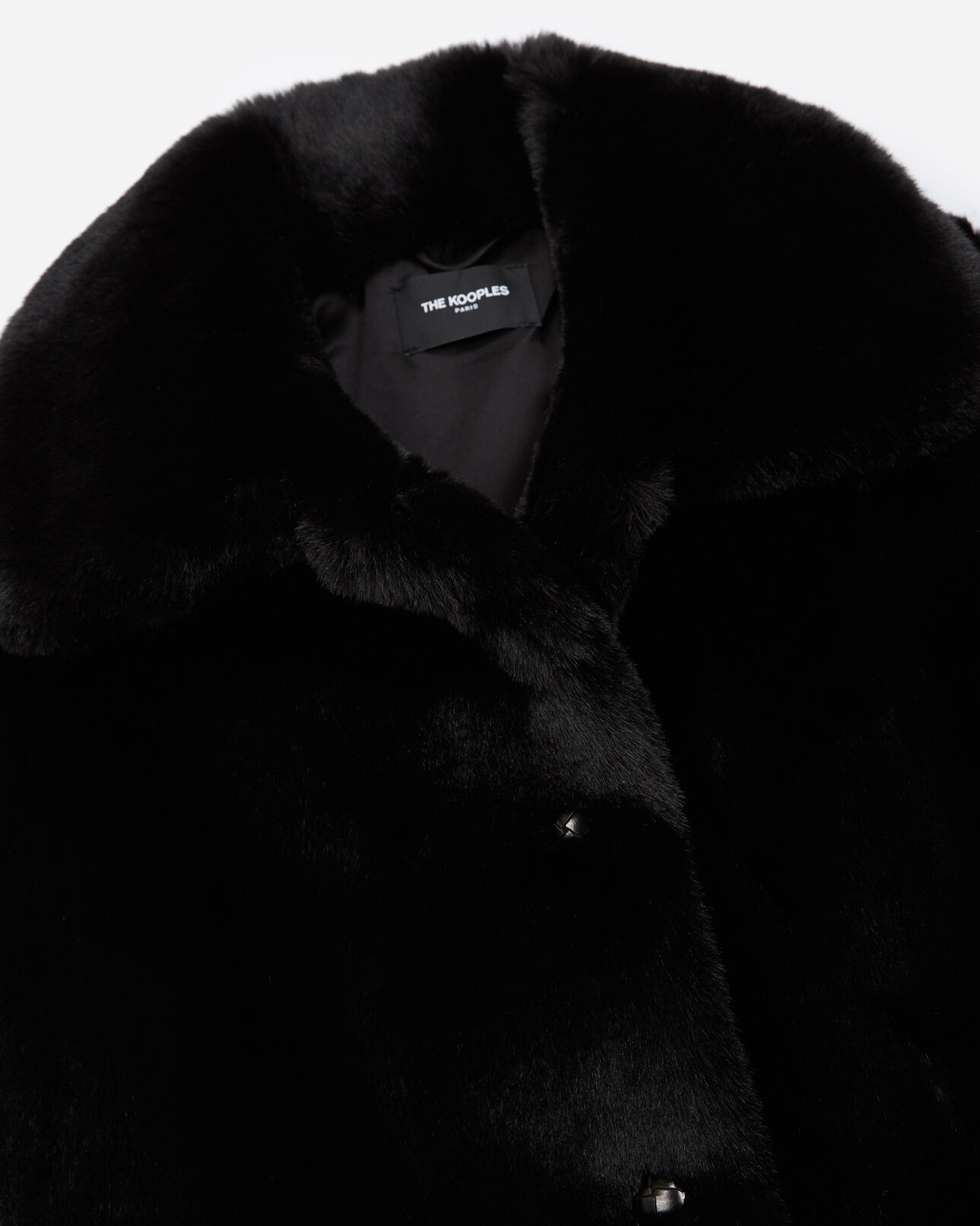 The Kooples WOMEN BLACK short black faux fur coat