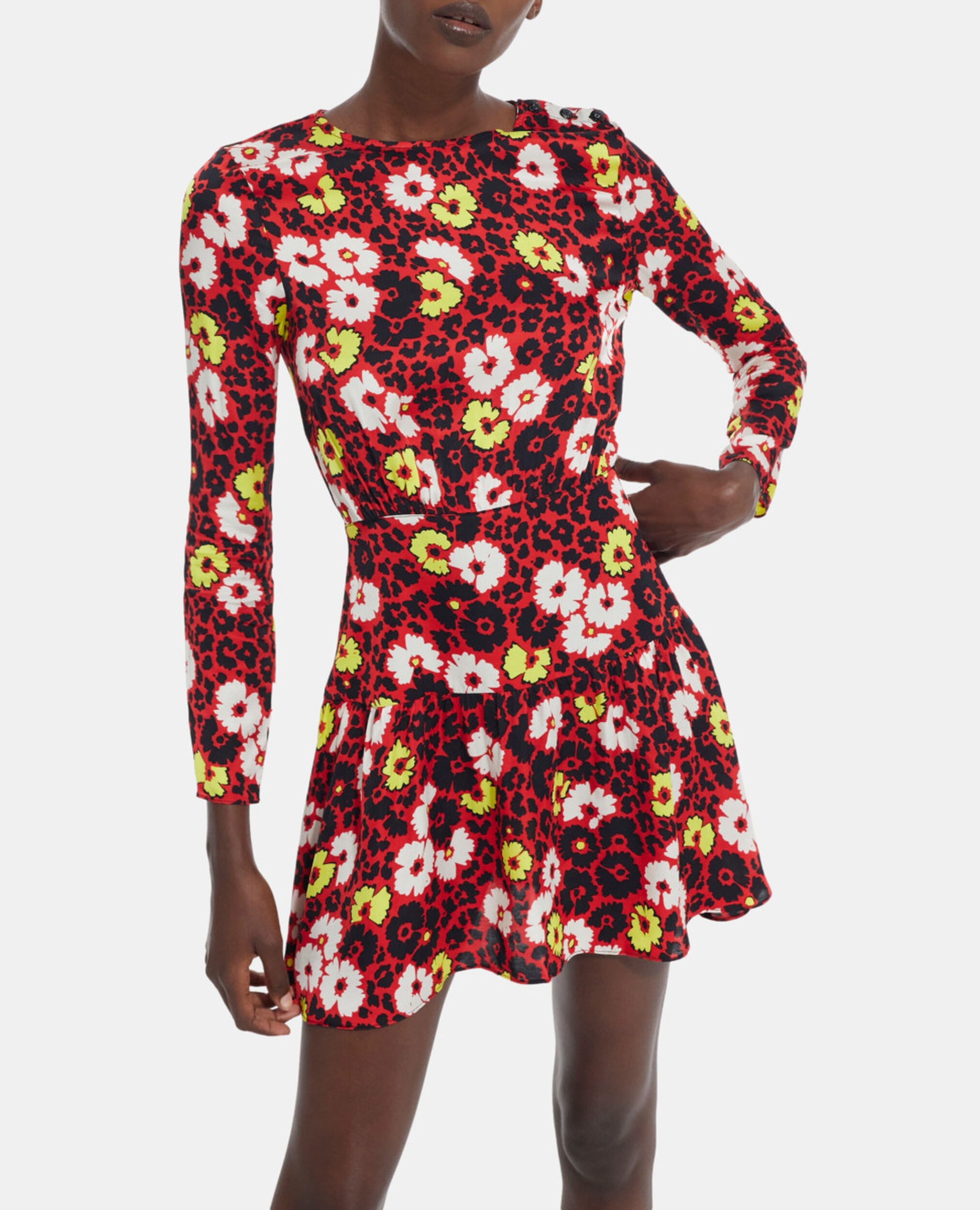 Vestido corto estampado floral, RED / YELLOW, hi-res image number null