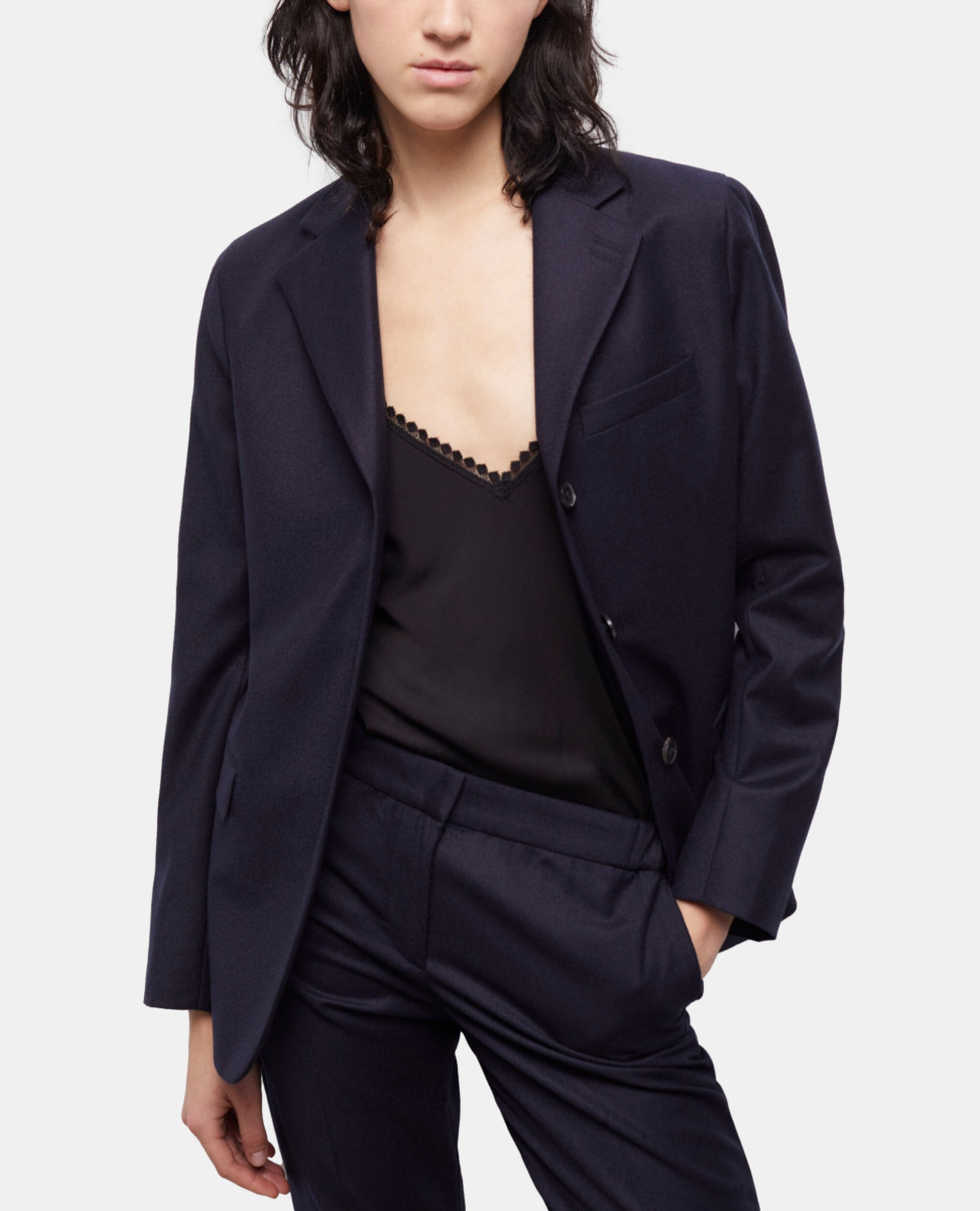 Veste de costume en laine bleue, NAVY, hi-res image number null