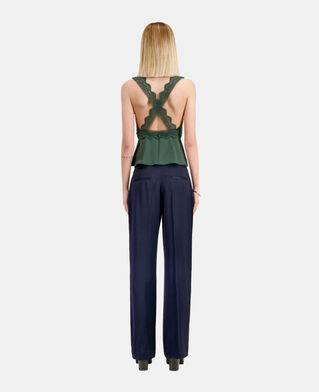 The Kooples F NAVY navy blue trousers with chains