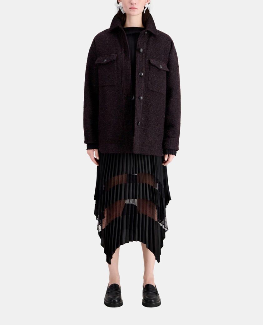 The Kooples FEMME BURGUNDY blouson style surchemise bordeaux en tweed