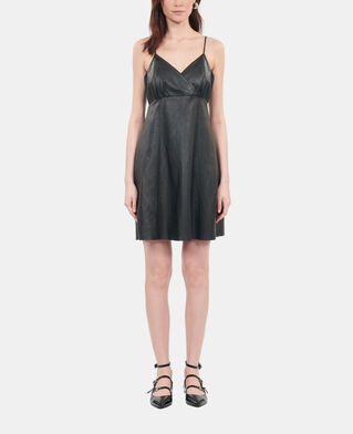 The Kooples FEMME BLACK robe courte en cuir noire