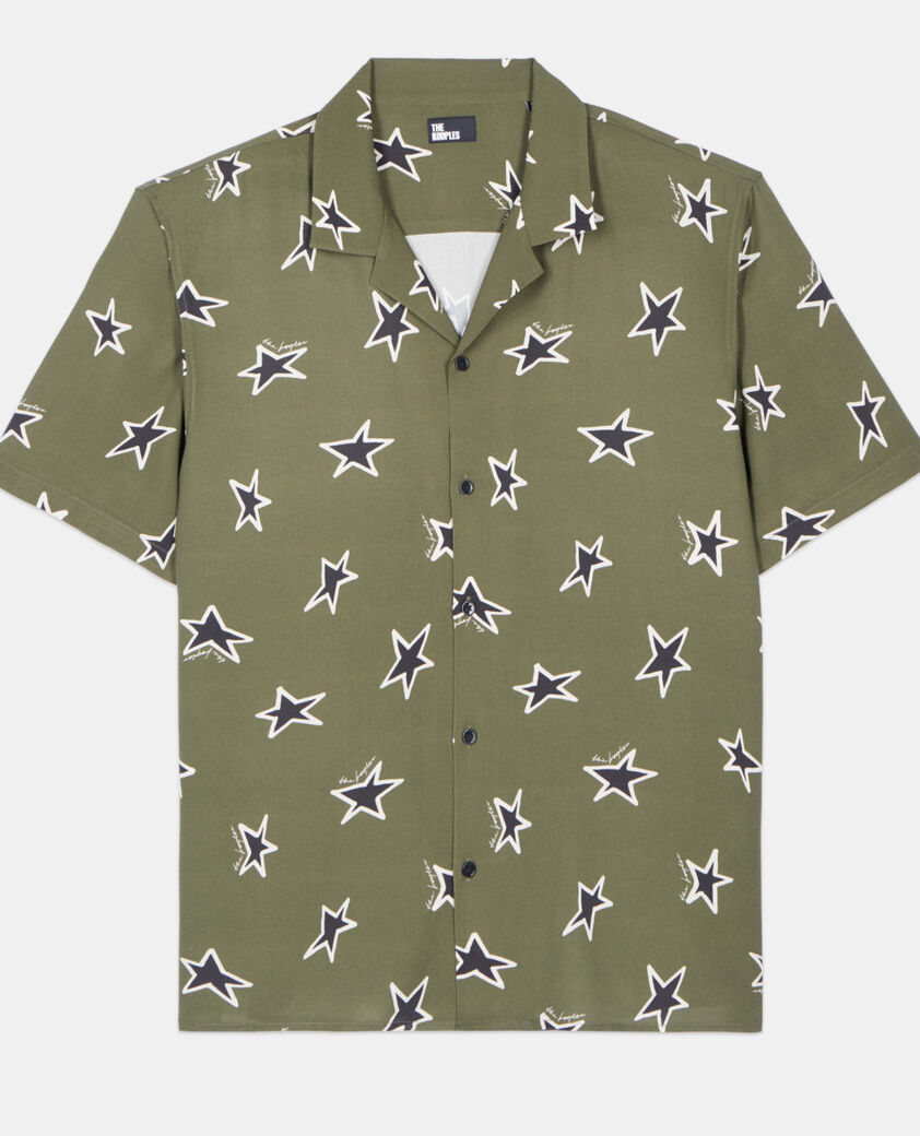 The Kooples HOMBRE KAKI BLACK camisa de manga corta con estampado de estrellas