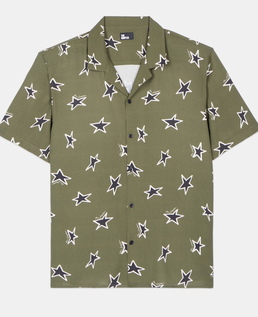The Kooples MEN KAKI BLACK short-sleeved star printed shirt