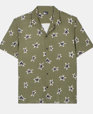 The Kooples MEN KAKI BLACK short-sleeved star printed shirt