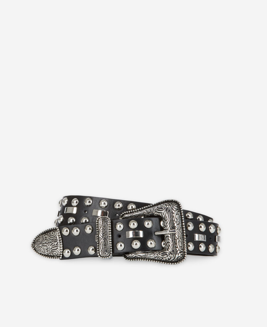 black leather belt with studs