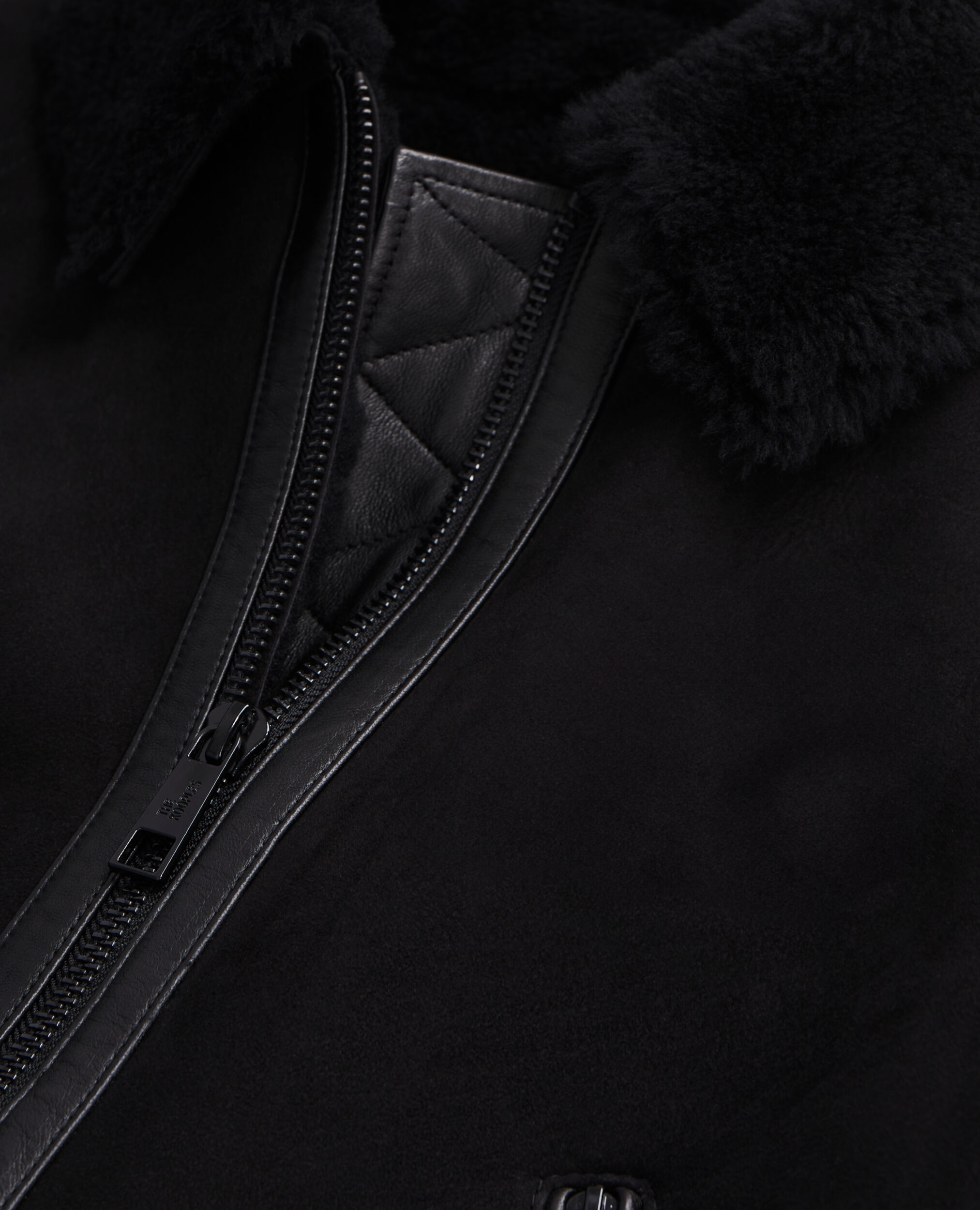 Black shearling bomber jacket, BLACK, hi-res image number null