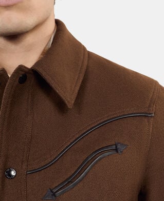 The Kooples MEN BROWN brown flannel overshirt-style jacket