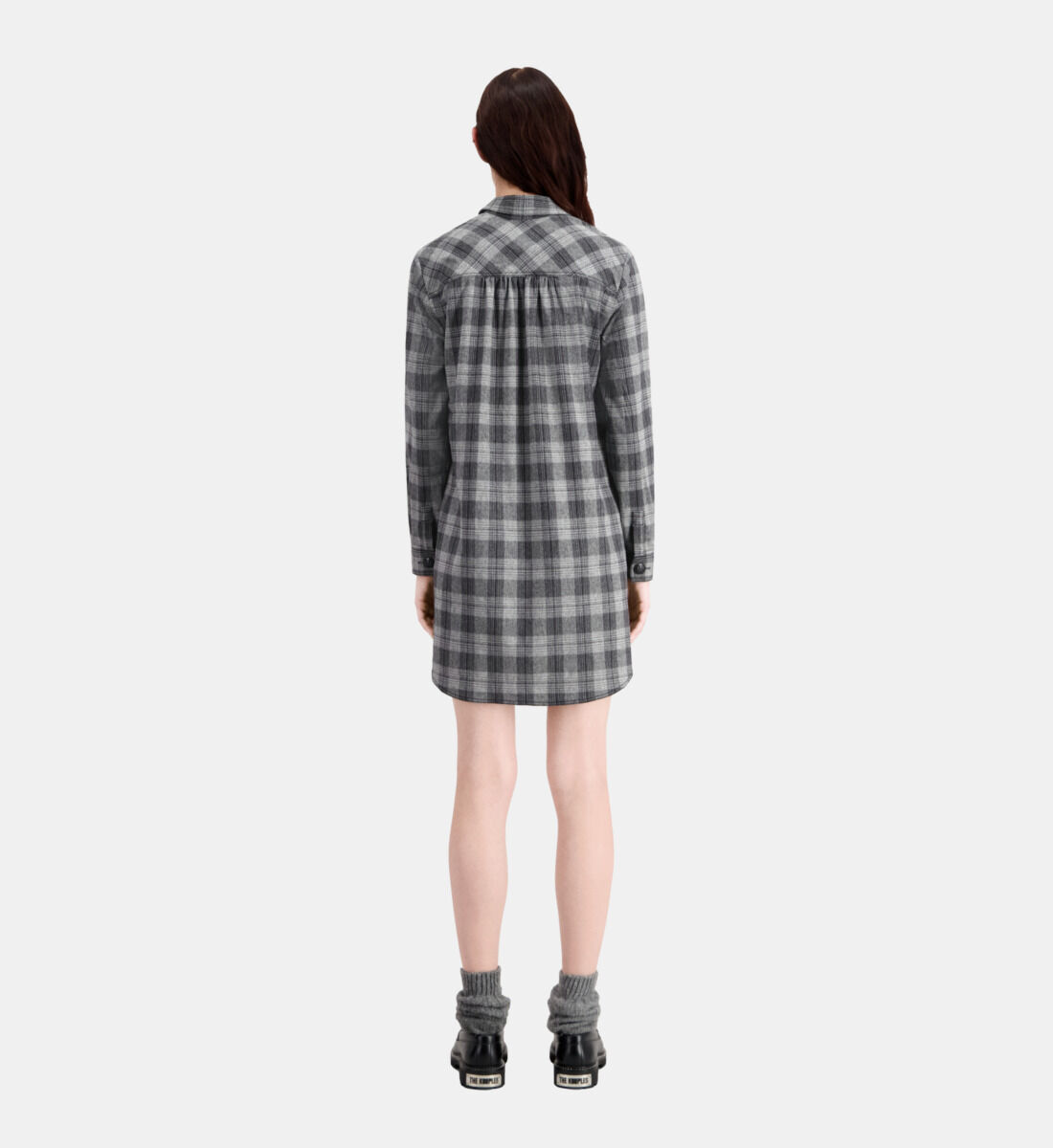 Robe chemise courte carreaux gris The Kooples France