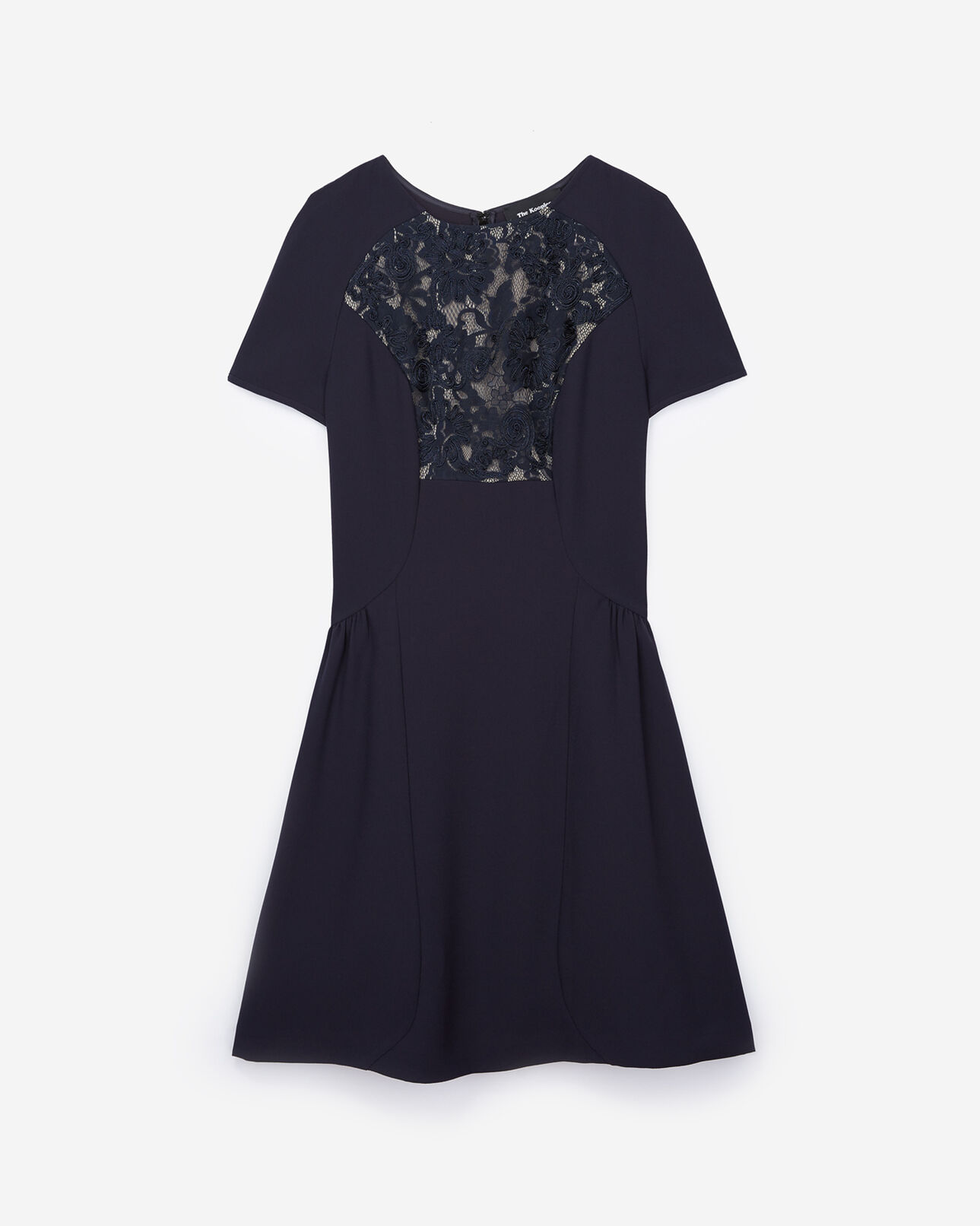 The Kooples FEMME NAVY robe noire à plastron dentelle