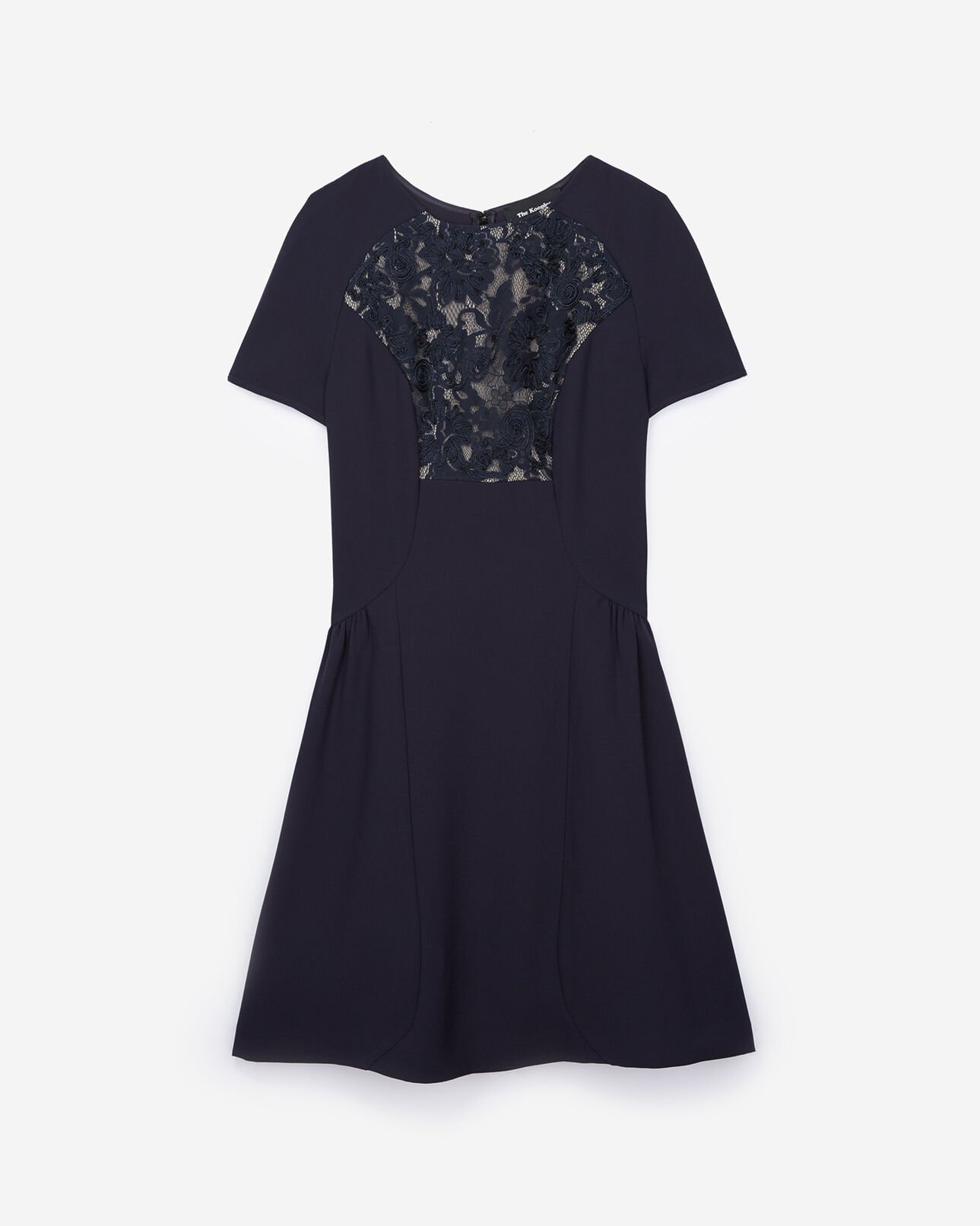 The Kooples FEMME NAVY robe noire à plastron dentelle