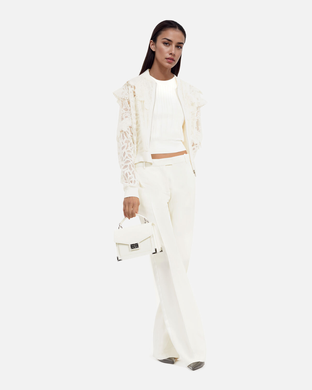 The Kooples FEMME ECRU veste à volants en dentelle écrue