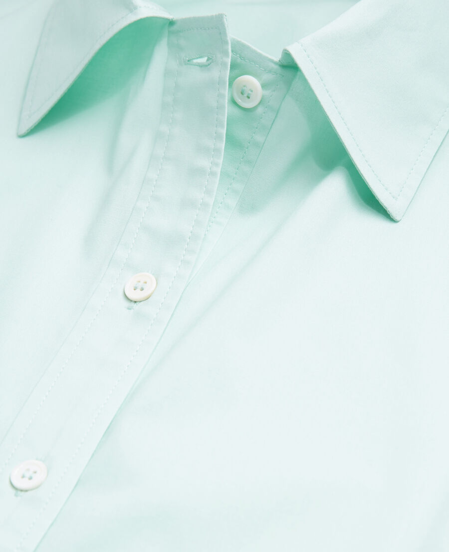 chemise coton verte longue à boutonnage