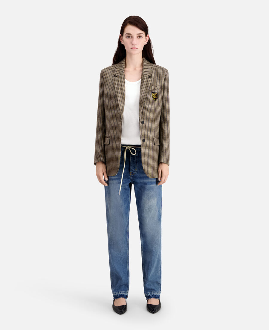 Brown checkered blazer The Kooples US